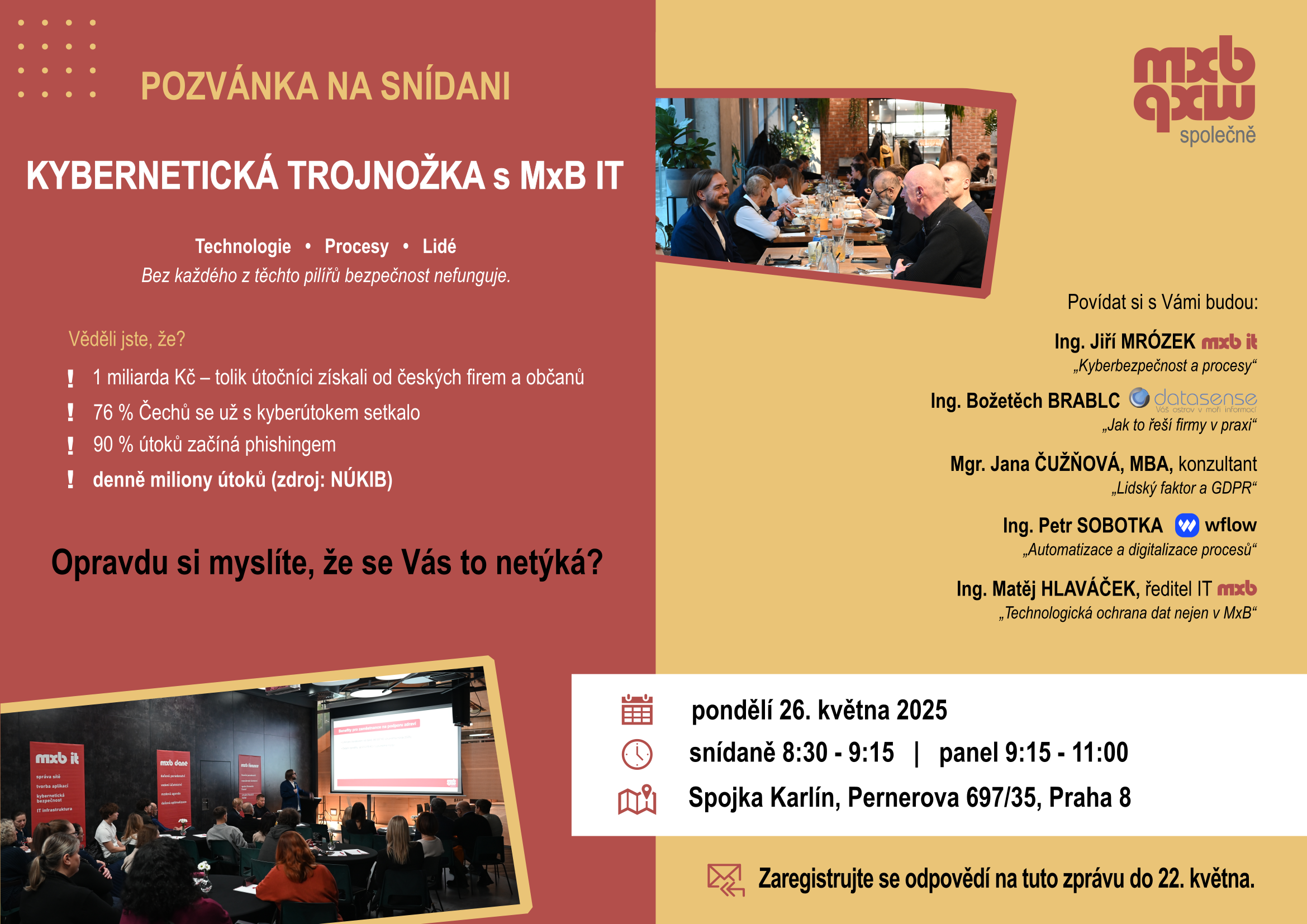 Kybernetická snídaně se třemi nohami. Přijdete?🍳🔐